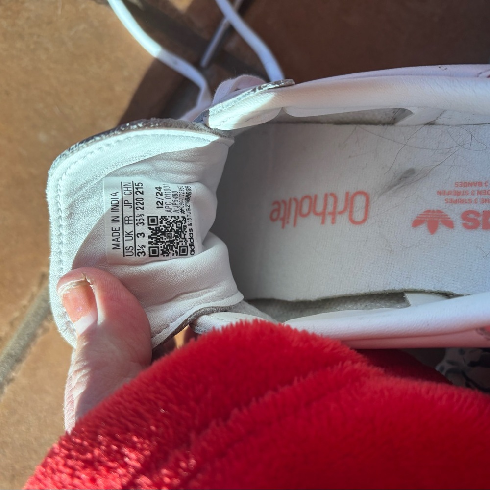 Adidas kids White and Pink Striped Sneakers - Picture 2 of 3